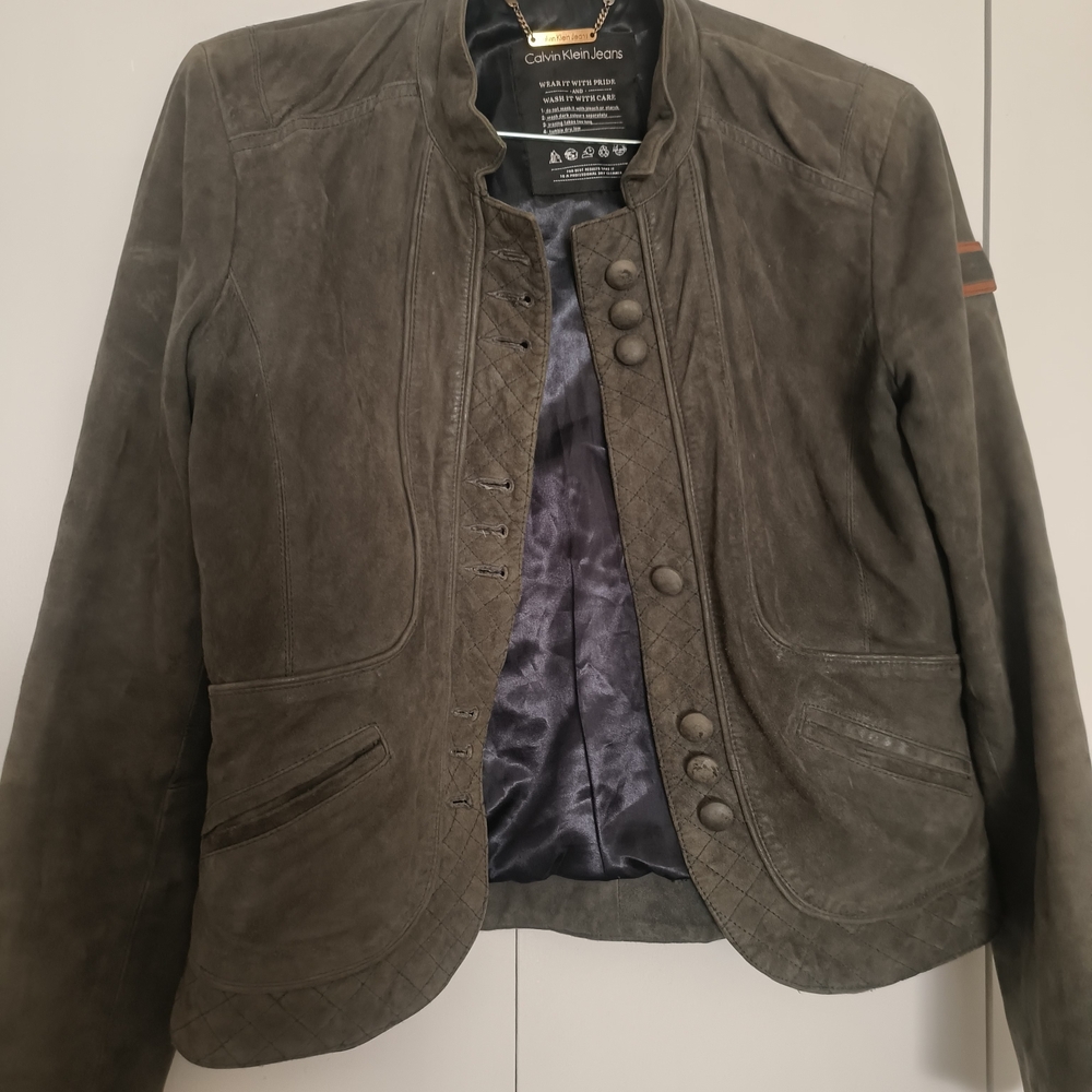Calvin Klein Women's Charcoal Leather Jacket